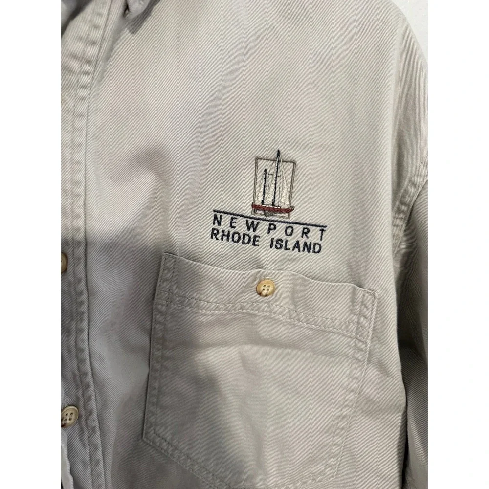 C-A-M-P Newport Rhode Island Shirt Size Medium Khaki Tan Outdoor EUC